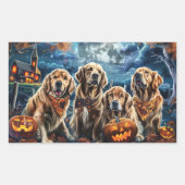 ゴールデンレトリバー ハロウィーン スプーキー 長方形シール (正面)
