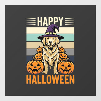 ゴールデンレトリバー ハロウィーン ビンテージ かぼちゃ デザイン ウィンドウサイン