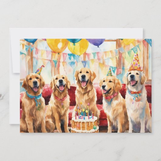ゴールデンレトリバー パーティー 案内状 (正面)