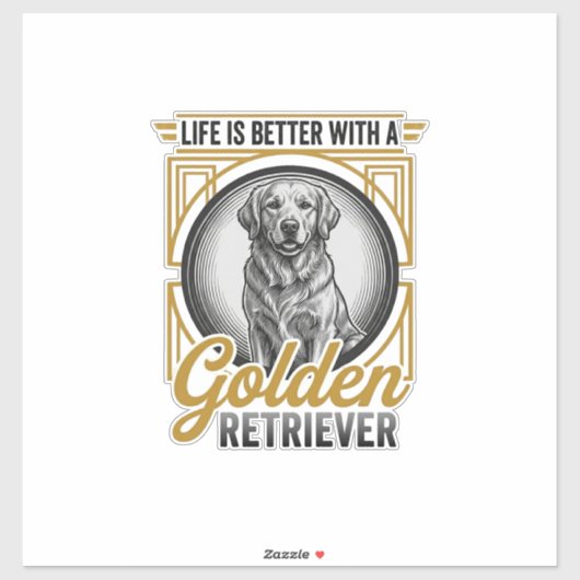 ゴールデンレトリバー ビンテージ 彫刻 犬好き Tシャツ シール (シート)