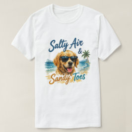 ゴールデンレトリバー ビーチ | 海の塩と砂 Tシャツ