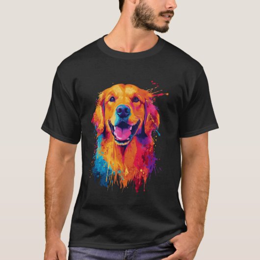 ゴールデンレトリバー ポップアート Tシャツ (正面)