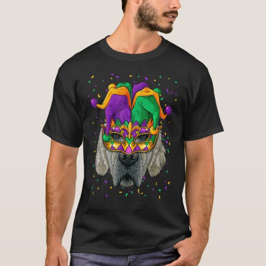 ゴールデンレトリバー マルディグラ 面 Carnival Jester F Tシャツ (正面)