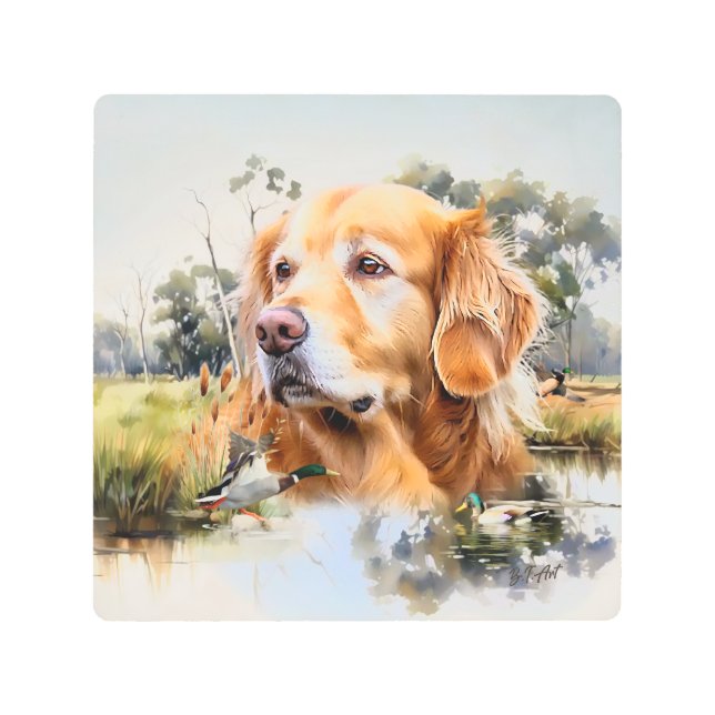 ゴールデンレトリバー メタルプリント (正面)