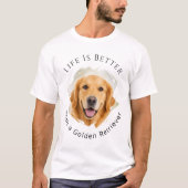 ゴールデンレトリバー 写真 人生はもっと楽しい メンズ Tシャツ (正面)