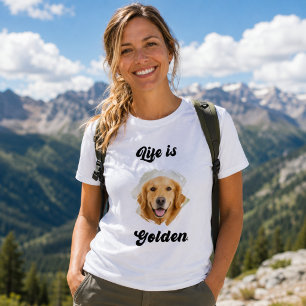 ゴールデンレトリバー 写真 Life Is Golden 女性 Tシャツ