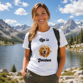 ゴールデンレトリバー 写真 Life Is Golden 女性 Tシャツ