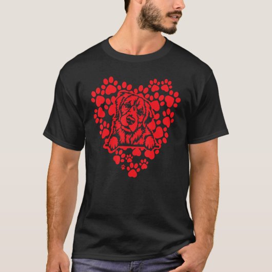 ゴールデンレトリバー 愛 ハート Tシャツ (正面)
