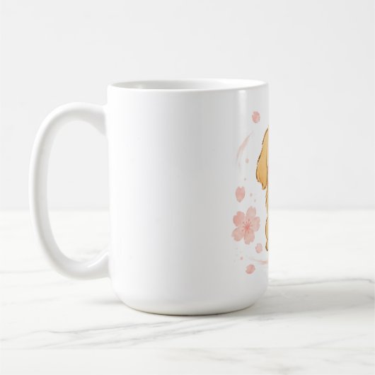 ゴールデンレトリバー 桜 和風ペイント 犬 コーヒーマグカップ (左)