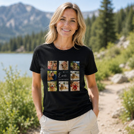 ゴールデンレトリバー 母の日のフォトコラージュ ブラック Tシャツ