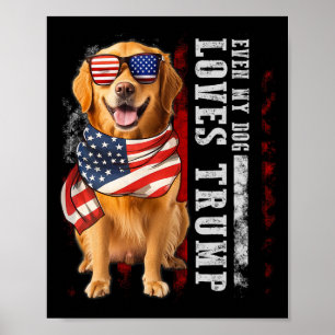 ゴールデンレトリバー 犬でさえトランプが好き Funny ポスター