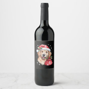 ゴールデンレトリバー 犬 クリスマス ライト ホリデーパーティー ワインラベル