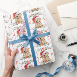 ゴールデンレトリバー 犬 サンタ クリスマス ラッピングペーパー
