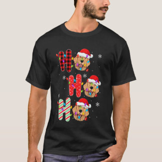 ゴールデンレトリバー 犬 ホ・ホ・ホ サンタ クリスマスライト Tシャツ