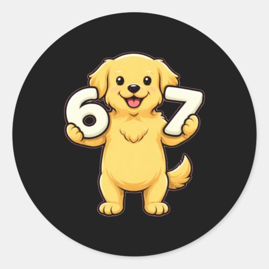 ゴールデンレトリバー 犬 数学教師 6 7 ラウンドシール (正面)