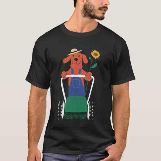 ゴールデンレトリバー 犬 芝刈り Tシャツ (正面)