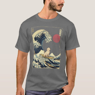ゴールデンレトリバー 神奈川 和風 サーフィン 波 少年 Tシャツ