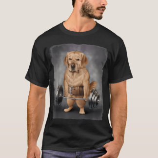 ゴールデンレトリバー 筋トレ バーベル Tシャツ