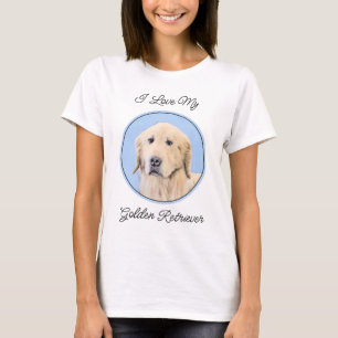 ゴールデンレトリバー 絵画 - かわいいオリジナル犬アート Tシャツ