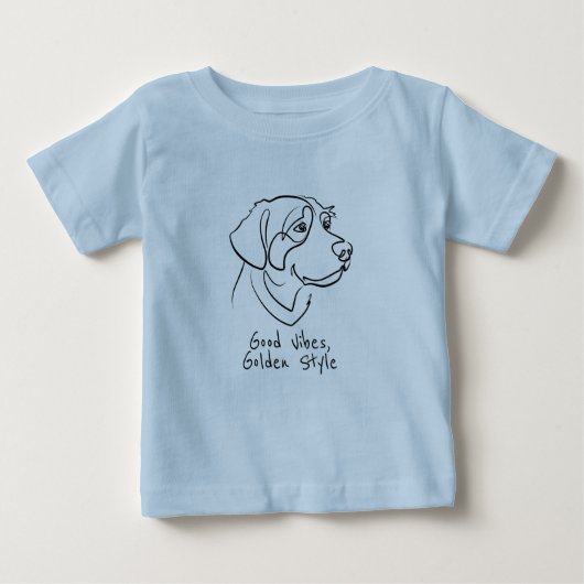 ゴールデンレトリバー - 良い波動、ゴールドスタイル ベビーTシャツ (正面)