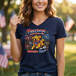 ゴールデンレトリバー 花火 250周年記念 Tシャツ