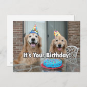 ゴールデンレトリバー 誕生日ケーキ ポストカード (正面/裏面)