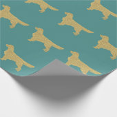 ゴールデンレトリバー |金ゴールドグリッターターコイズ ラッピングペーパー (角)