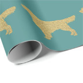 ゴールデンレトリバー |金ゴールドグリッターターコイズ ラッピングペーパー (ロールコーナー)