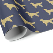 ゴールデンレトリバー |金ゴールドグリッターネイビーブルー ラッピングペーパー (ロールコーナー)
