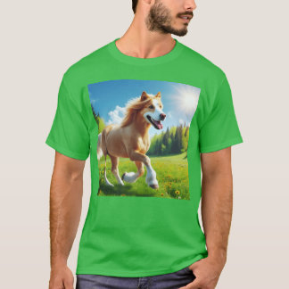ゴールデンレトリバー+馬 ギフト Tシャツ