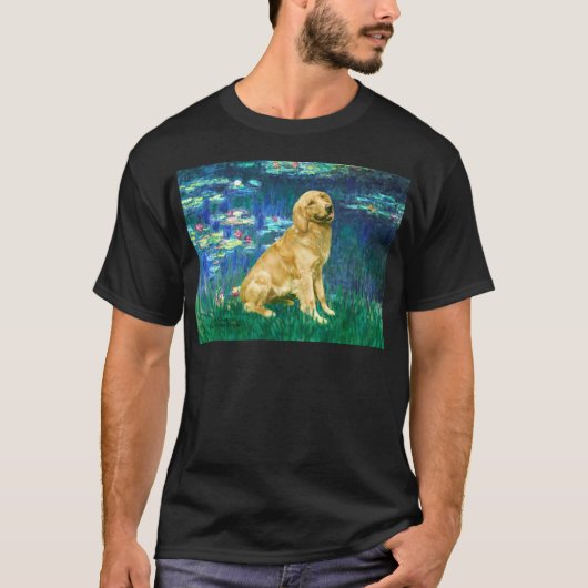 ゴールデンレトリバー 1 - スイレンの花 5 Tシャツ (正面)