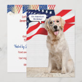 ゴールデンレトリバー 4th of July 招待状 (正面/裏面)