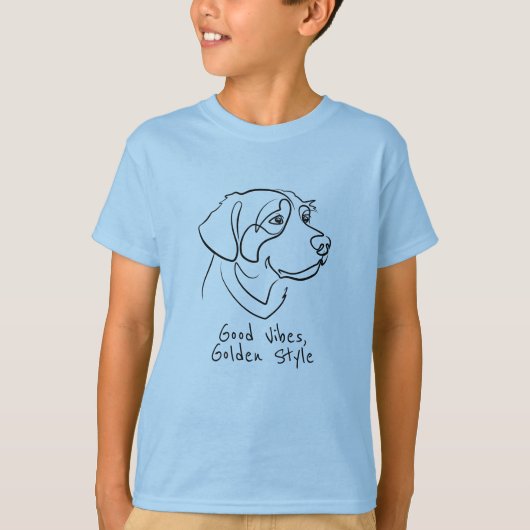 ゴールデンレトリバー - Good Vibes, Golden Style Tシャツ (正面)
