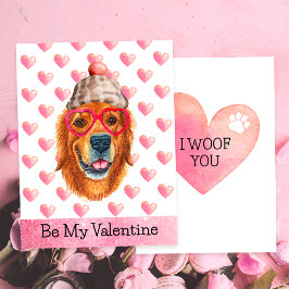 ゴールデンレトリバー I Woof You ドッグ バレンタインデー シーズンカード
