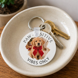 ゴールデンレトリバー Paw-sitive vibes only 写真 キーホルダー