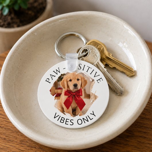 ゴールデンレトリバー Paw-sitive vibes only 写真 キーホルダー