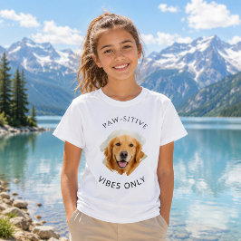 ゴールデンレトリバー Paw-sitive Vibes Only 写真 ギャル Tシャツ