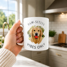 ゴールデンレトリバー Paw-sitive vibes only 写真 犬 コーヒーマグカップ