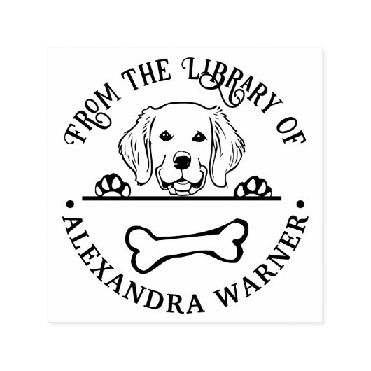 ゴールデンレトリバーEyingボーンライブラリブック名 セルフインキングスタンプ (デザイン)
