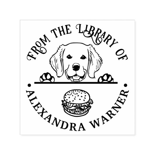ゴールデンレトリバーEying Burger Library書籍名 セルフインキングスタンプ (デザイン)