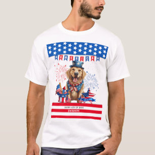 ゴールデンレトリバーHappy 4th Of 7月の米国独立 Tシャツ