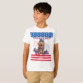 ゴールデンレトリバーHappy 4th Of 7月の米国独立 Tシャツ (正面フル)