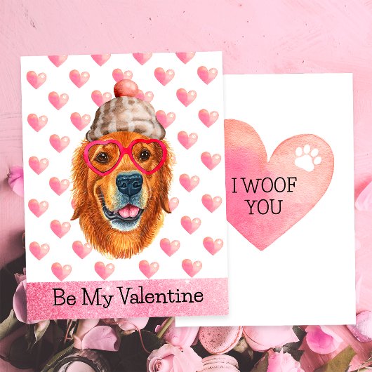 ゴールデンレトリバーI Woof You Dog Valentine's Day シーズンカード