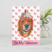ゴールデンレトリバーI Woof You Dog Valentine's Day シーズンカード (スタンド正面)