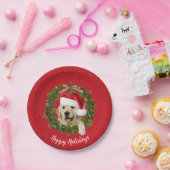 ゴールデンレトリバーinクリスマスリース ペーパープレート (パーティー)