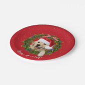 ゴールデンレトリバーinクリスマスリース ペーパープレート (アングル)
