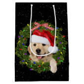 ゴールデンレトリバーinクリスマスリース ミディアムペーパーバッグ (裏面)