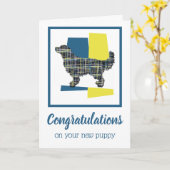 ゴールデンレトリバーPUPおめでとうグリーティングカード カード (黄色い花)