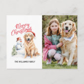 ゴールデンレトリバーSANTA HATクリスマスフォト独身のー シーズンポストカード (正面)