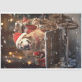 ゴールデンレトリバーSleigh 1デコページ紙 薄葉紙 (正面)